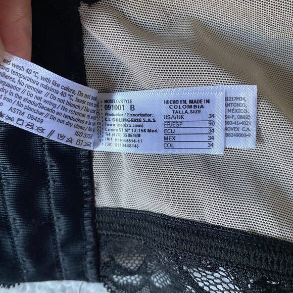 Leonisa Bra 34B Sexy Black Lace‎ Lingerie Bustier Padded Lined Designer - Picture 10 of 10